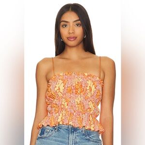 Camila Coelho Mura Orange and Yellow Floral Camisole.